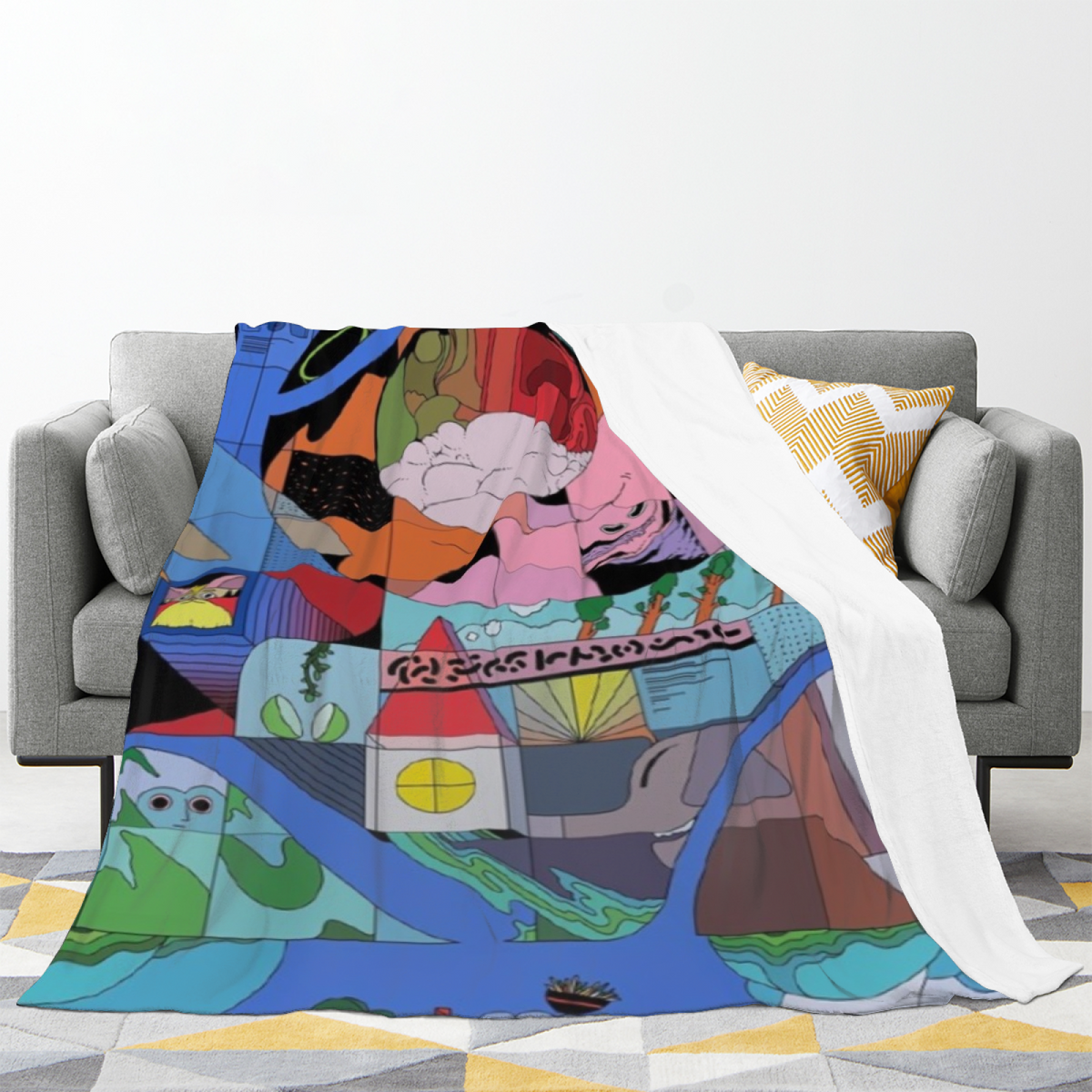 Soft Neutral Watercolor Flora Soft Flannel Blanket ¨C Contemporary Pattern