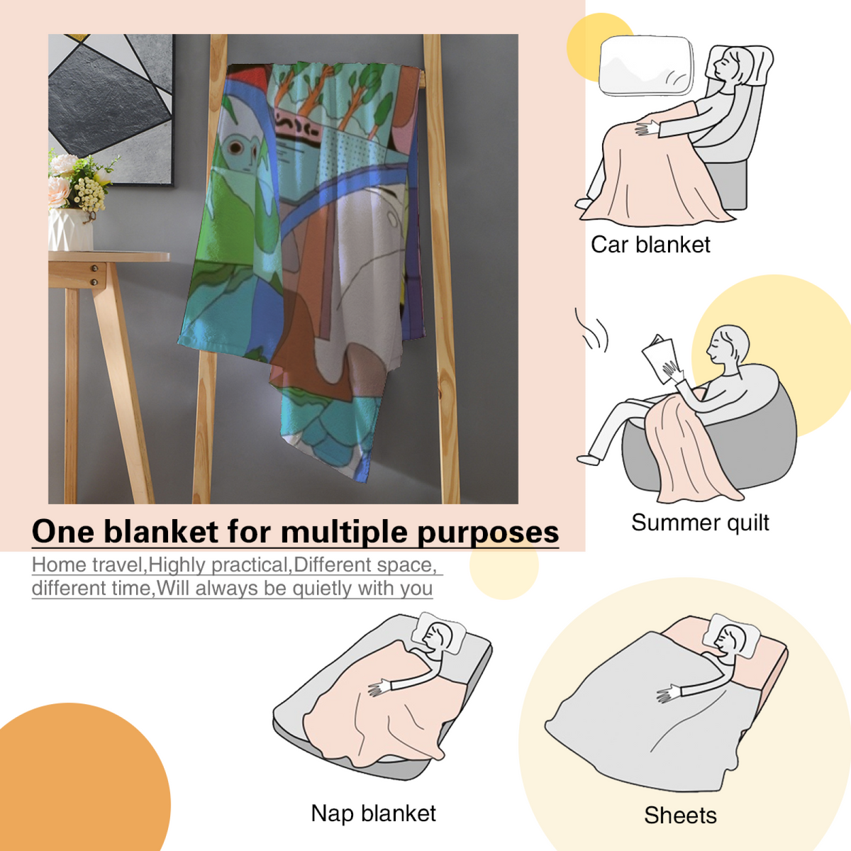 Soft Neutral Watercolor Flora Soft Flannel Blanket ¨C Contemporary Pattern