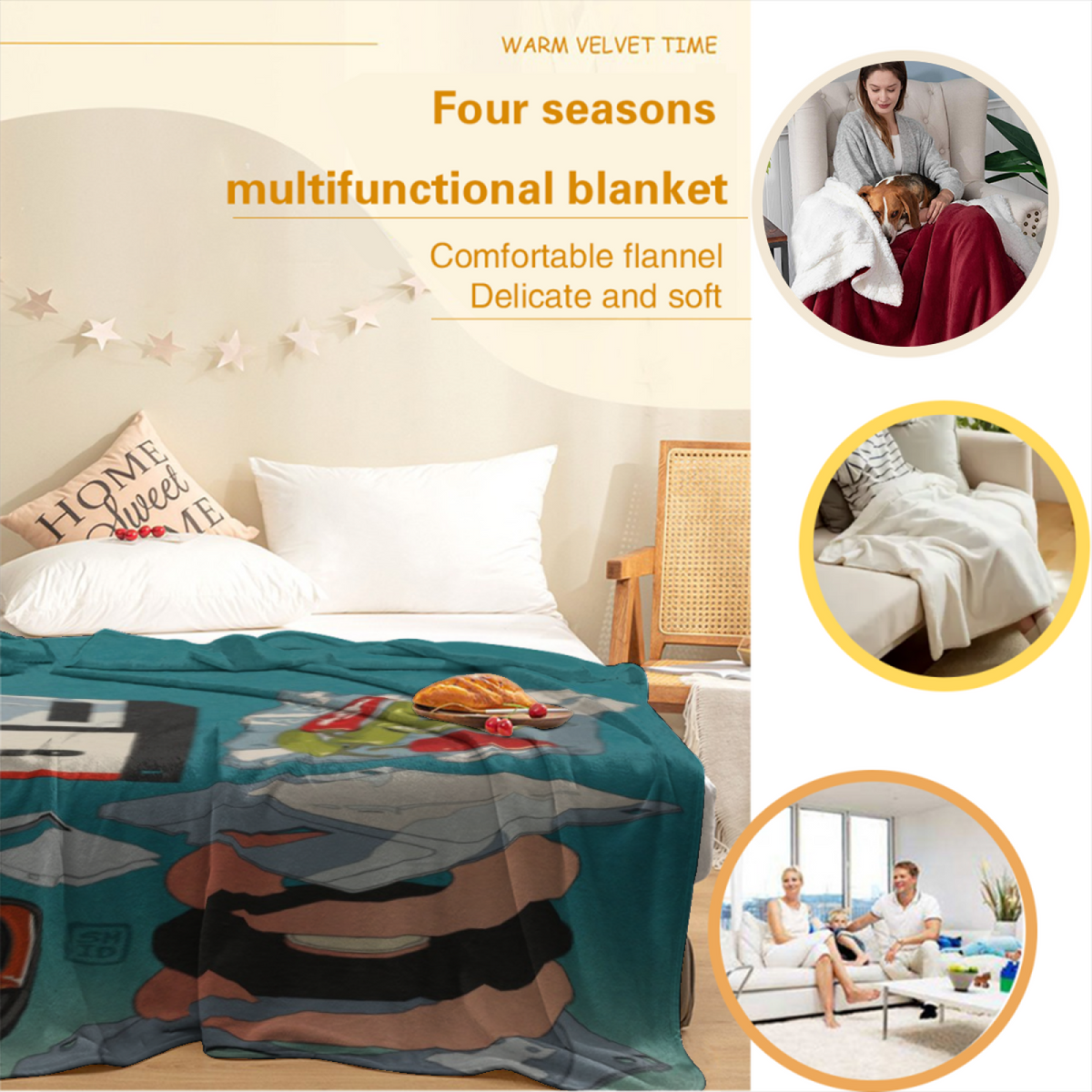Flannel Throw Blanket with Gilded Thicket Cozy Cottage Artwork