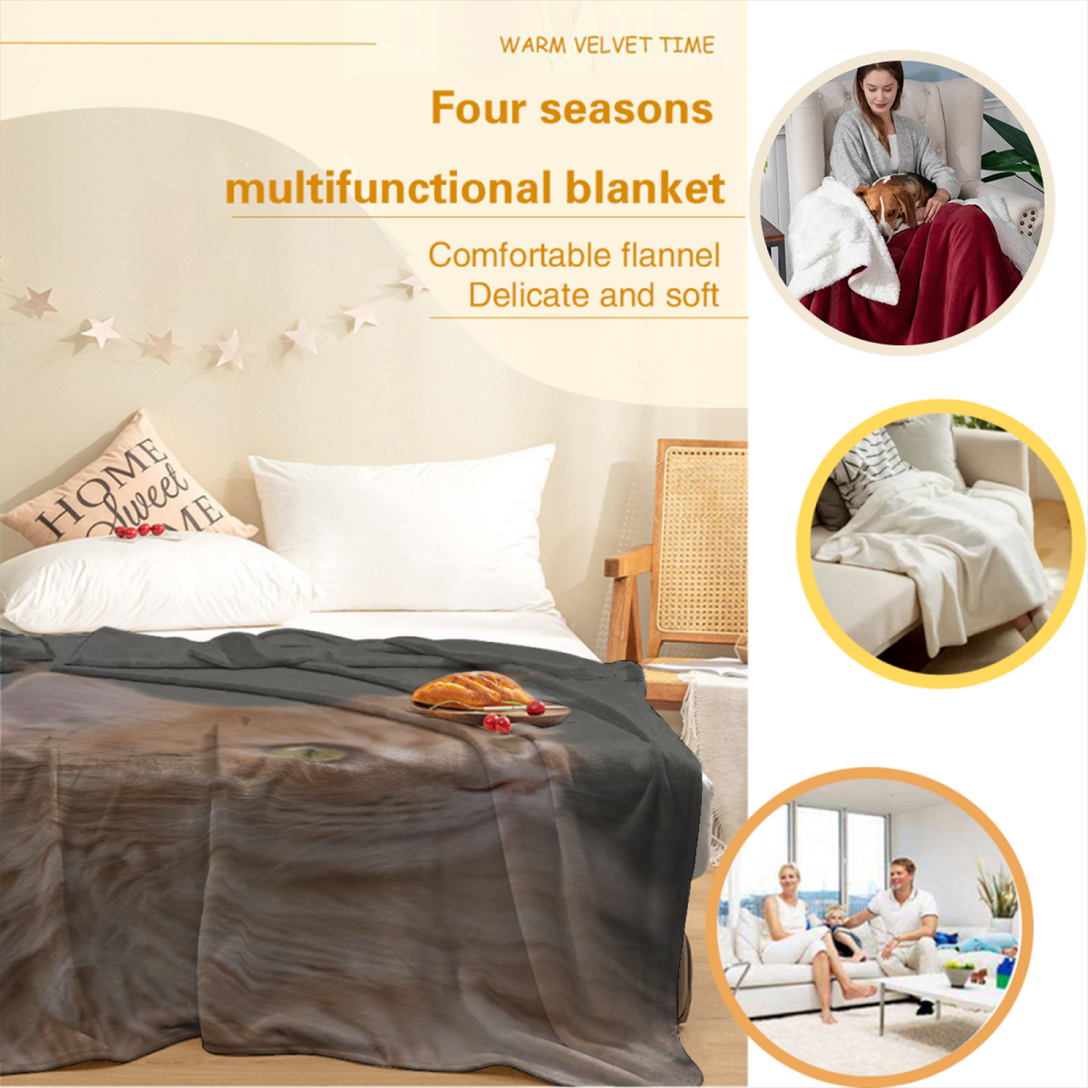 Soft Minimalist Plush Flannel Throw ¨C Electric Sonnet Collection