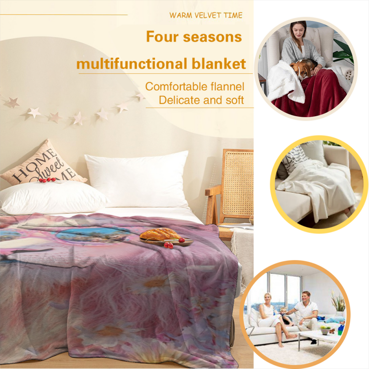 Blush Glow Soft Neutral Art Plush Flannel Throw