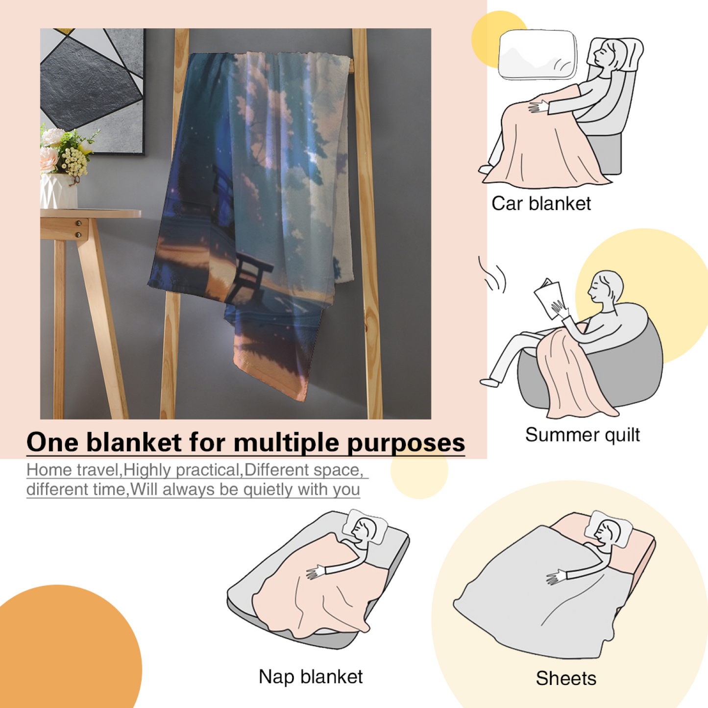 Modern Abstract Art Throw Blanket ¨C Stylish Colorful Printed Cozy Blanket