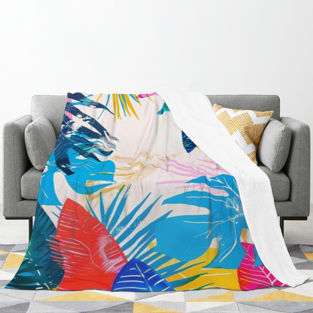 Willow Meadow Soft Neutral Whimsical Plush Flannel Throw