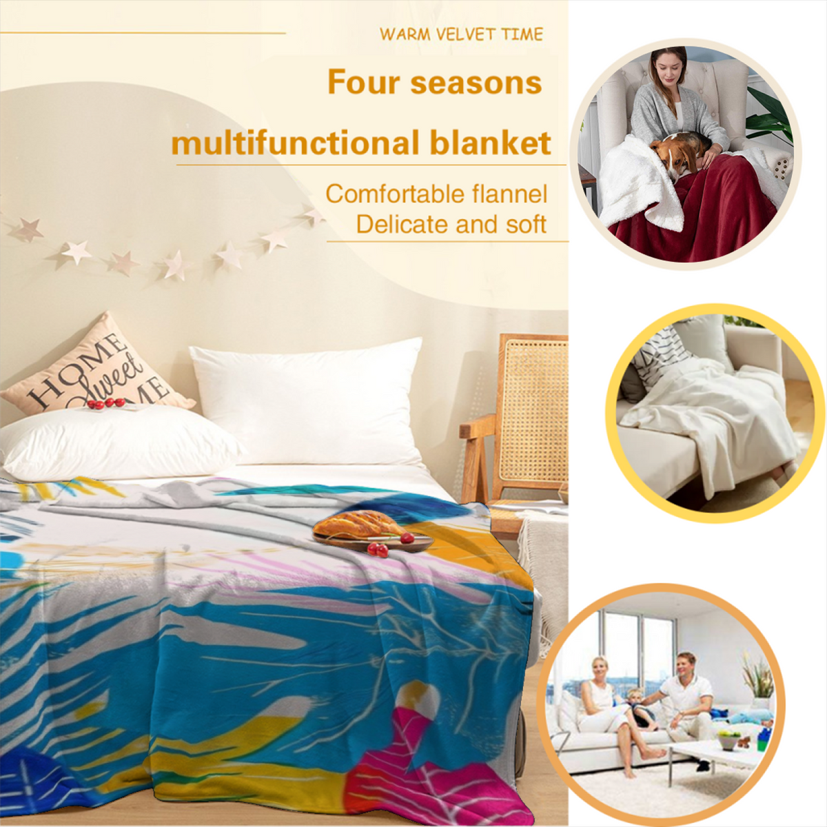Willow Meadow Soft Neutral Whimsical Plush Flannel Throw