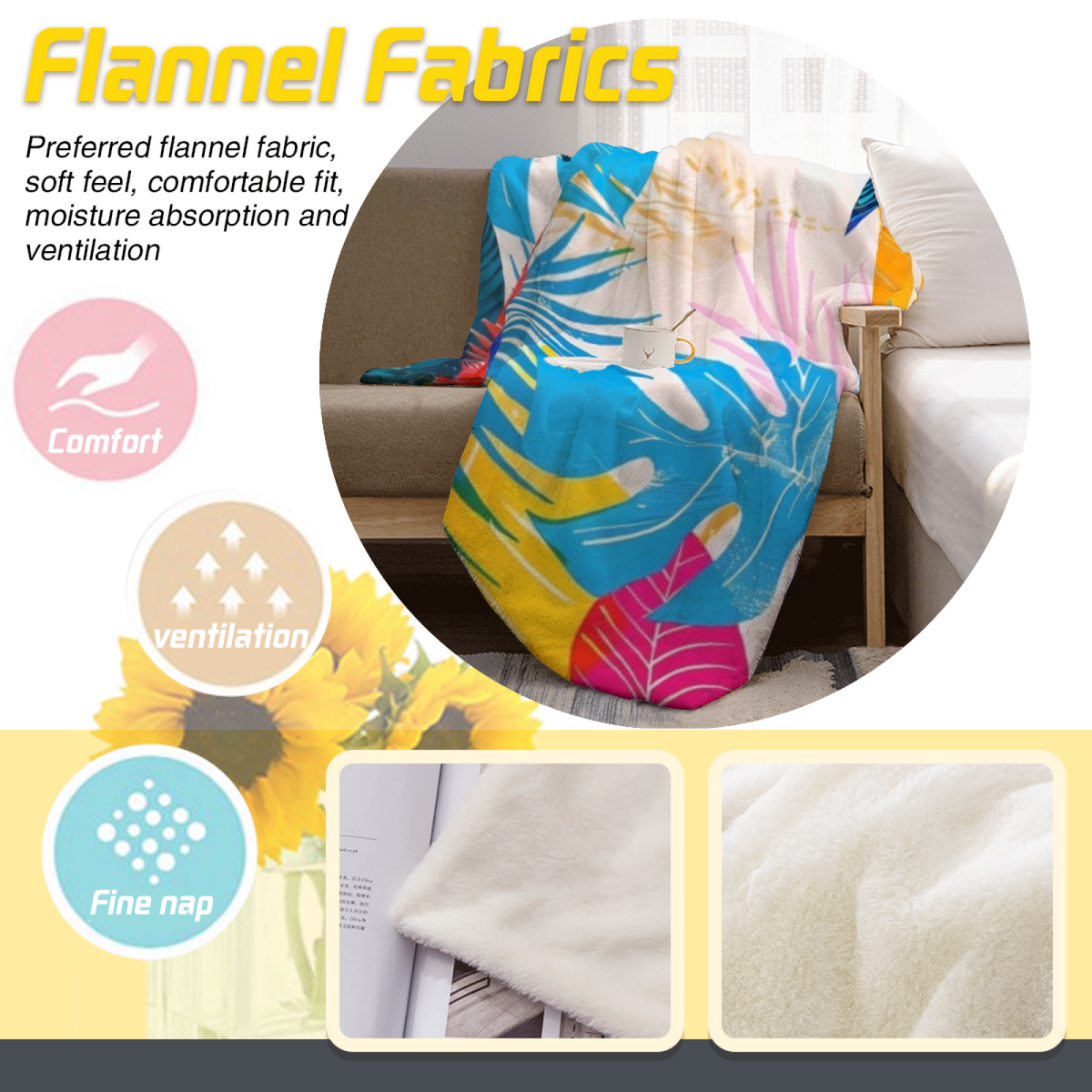 Willow Meadow Soft Neutral Whimsical Plush Flannel Throw