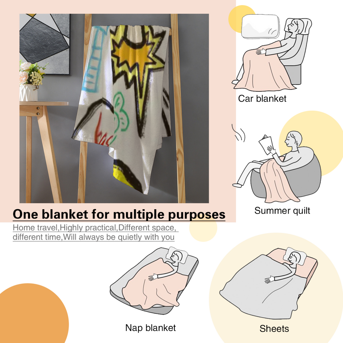 Dewdrop Picnic Muted Sage Art Decorative Flannel Blanket