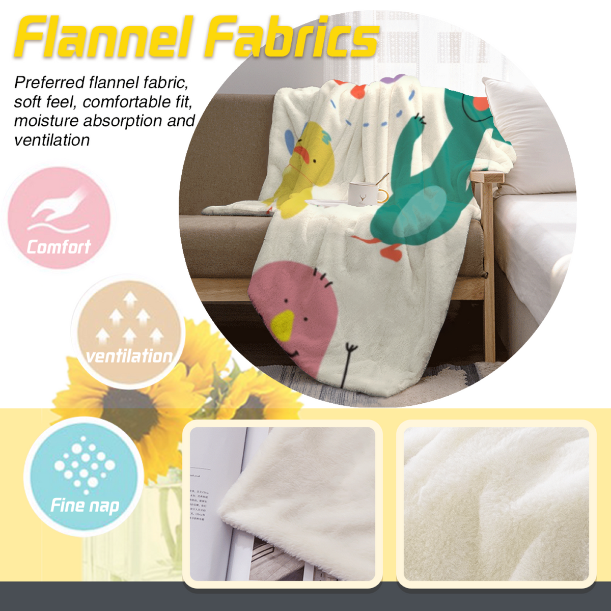 Pebble Charm Ivory Contemporary Decorative Flannel Blanket