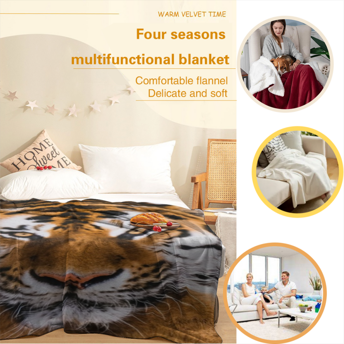 Earthy Multicolor Rosewood Haven Plush Flannel Throw