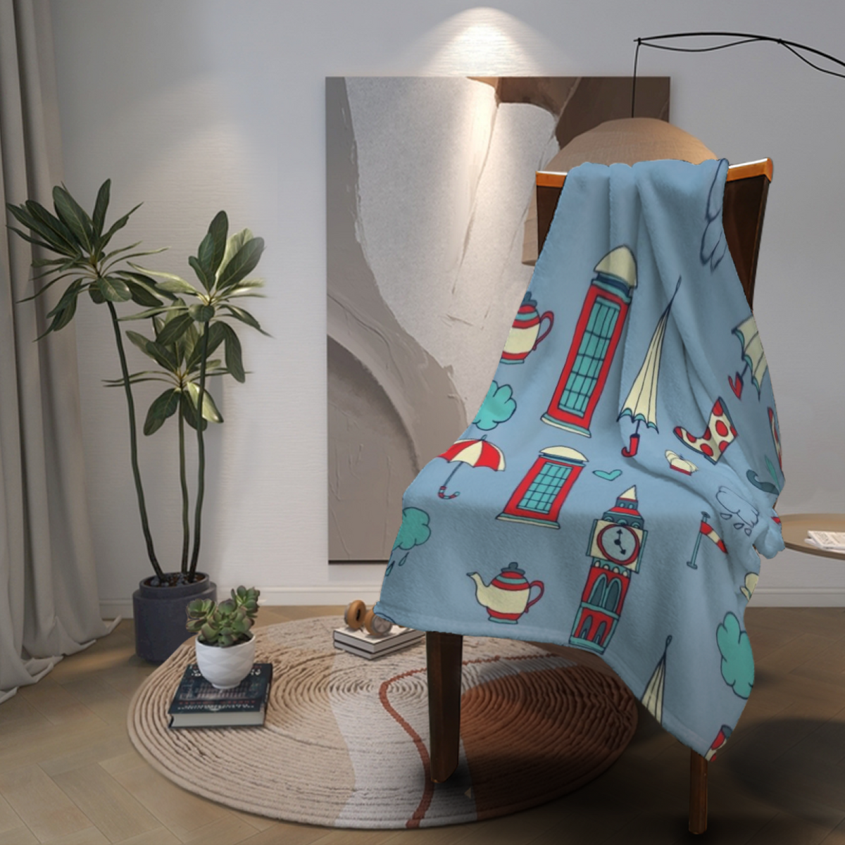 Soft Neutral Ember Drift All-Season Flannel Blanket