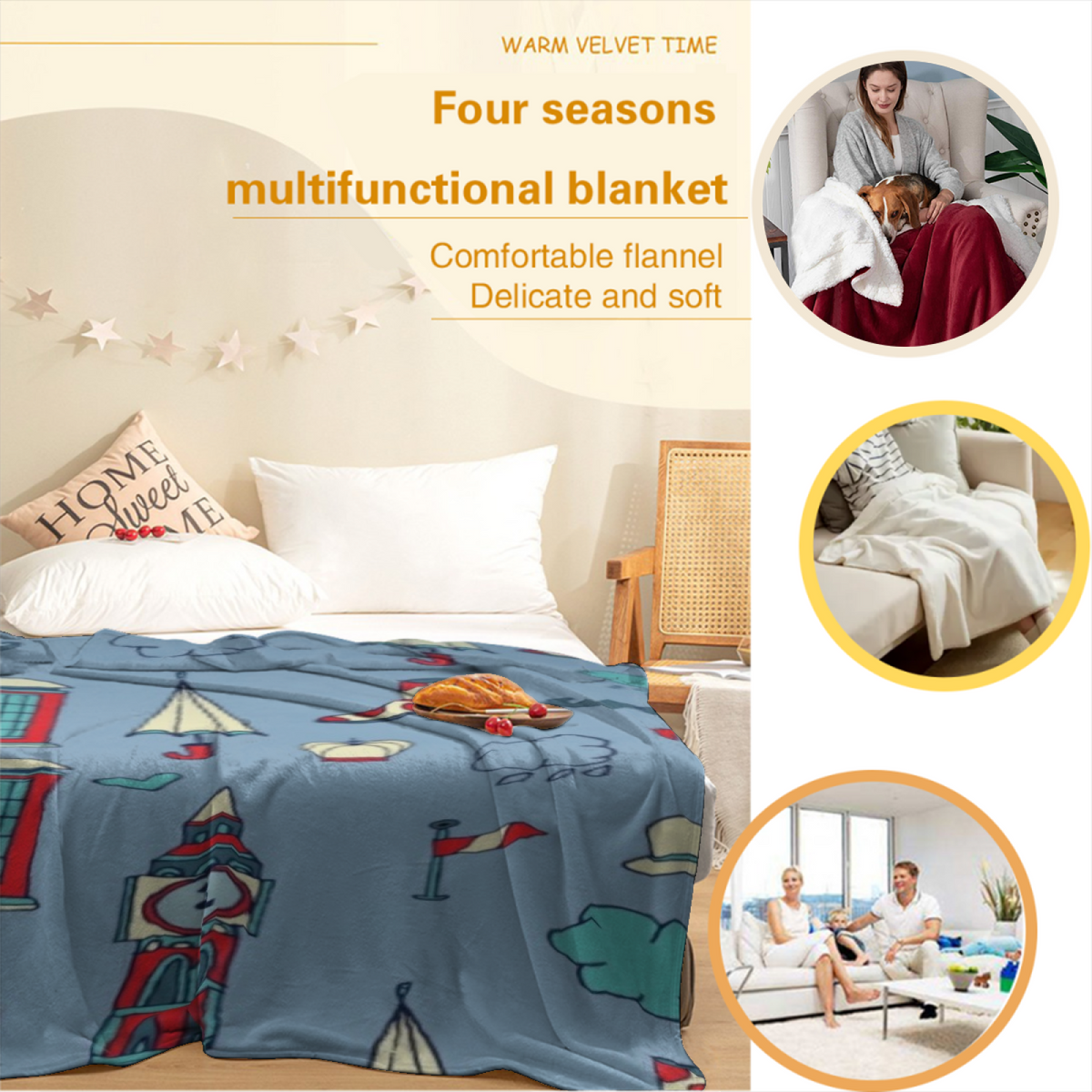 Soft Neutral Ember Drift All-Season Flannel Blanket
