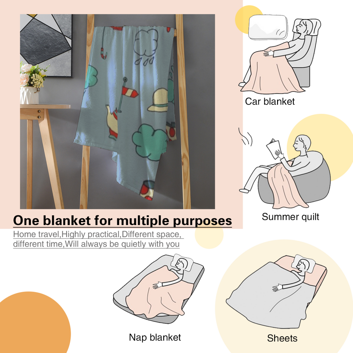 Soft Neutral Ember Drift All-Season Flannel Blanket