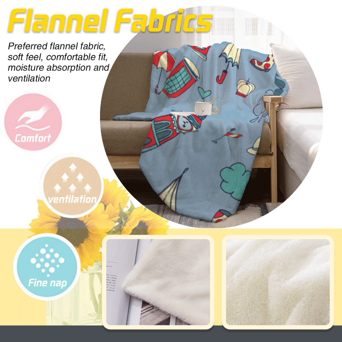 Soft Neutral Ember Drift All-Season Flannel Blanket