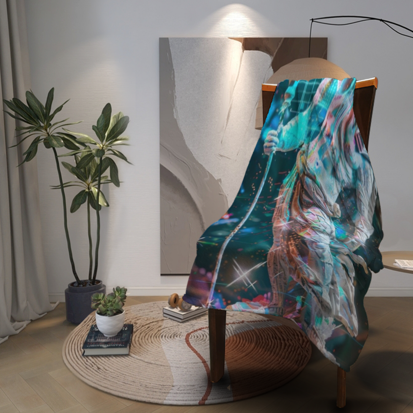 Futuristic Robot Flannel Throw Blanket ¨C Cinematic Sci-Fi Character Design