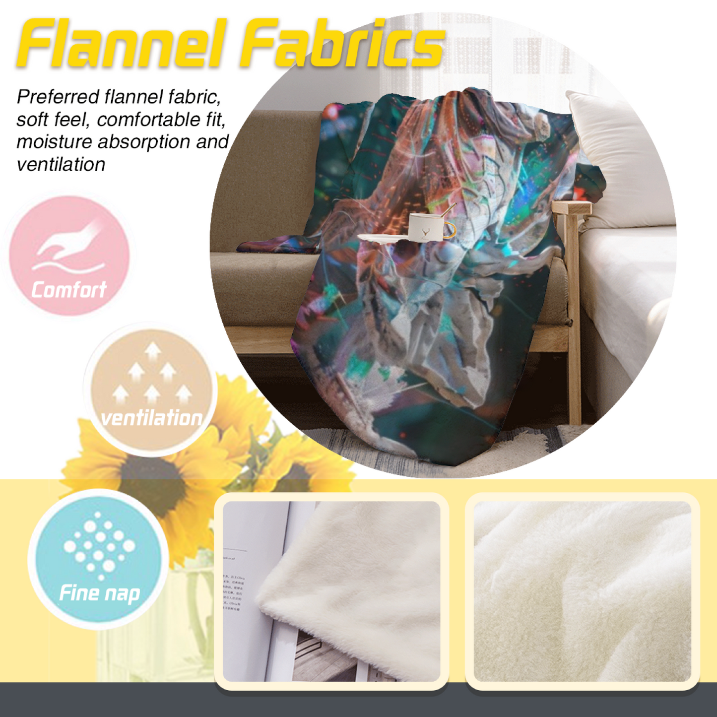 Futuristic Robot Flannel Throw Blanket ¨C Cinematic Sci-Fi Character Design