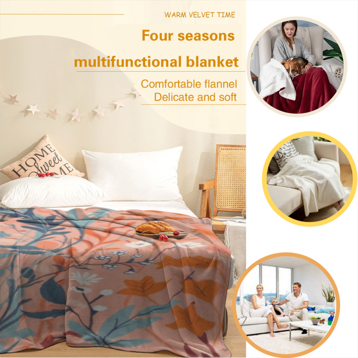 Cobalt Muse Contemporary Pattern All-Season Flannel Blanket