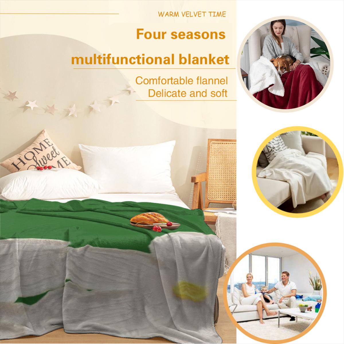 Soft Minimalist All-Season Flannel Blanket ¨C Cinnamon Sanctuary Collection