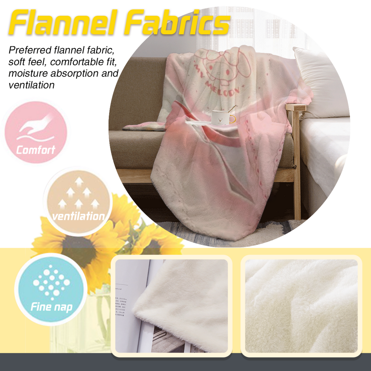 Starlit Carnival Expressive Print Cozy Flannel Bed Blanket in Dusty Lilac