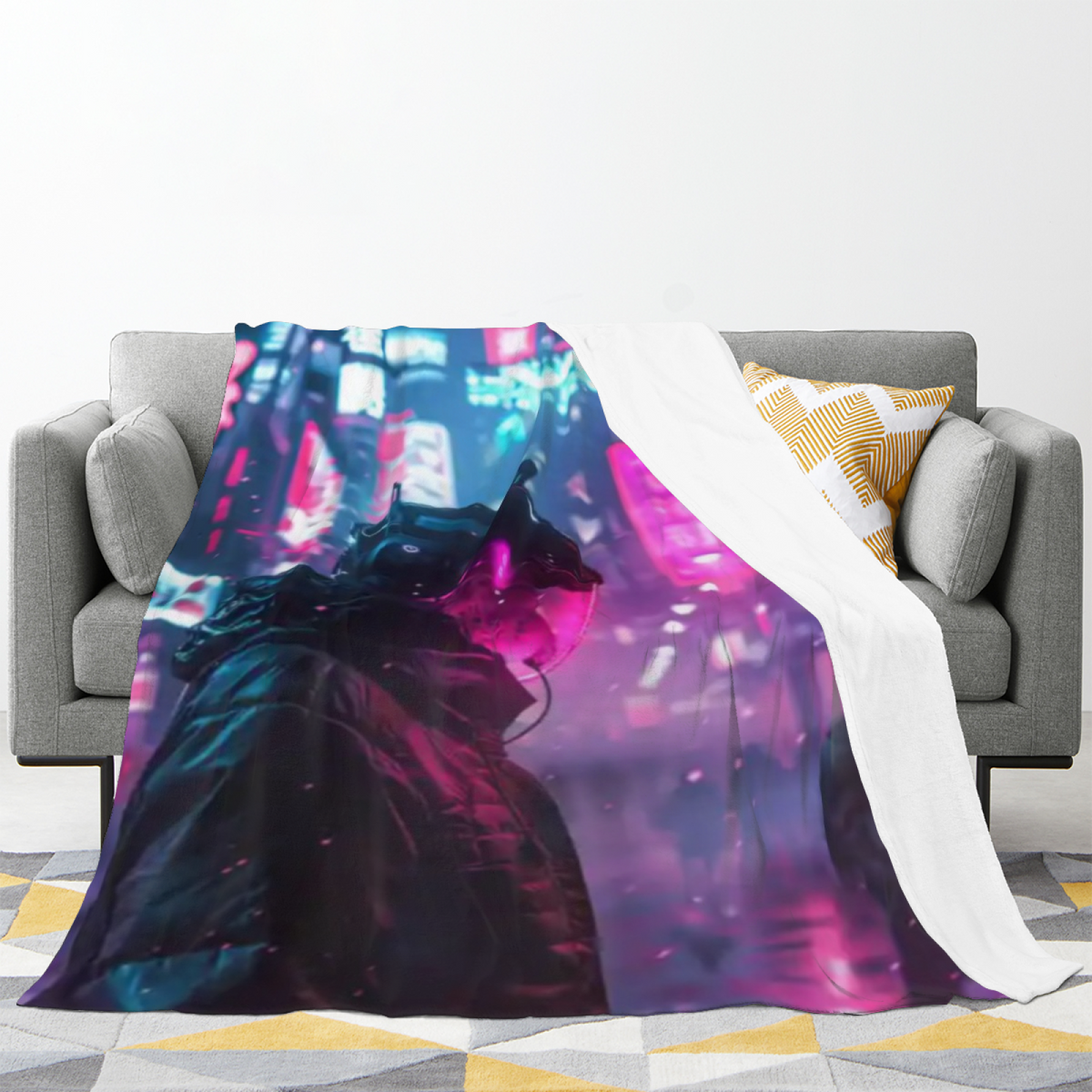 Marigold Ripple Pastel Multicolor Modern Art Decorative Flannel Blanket