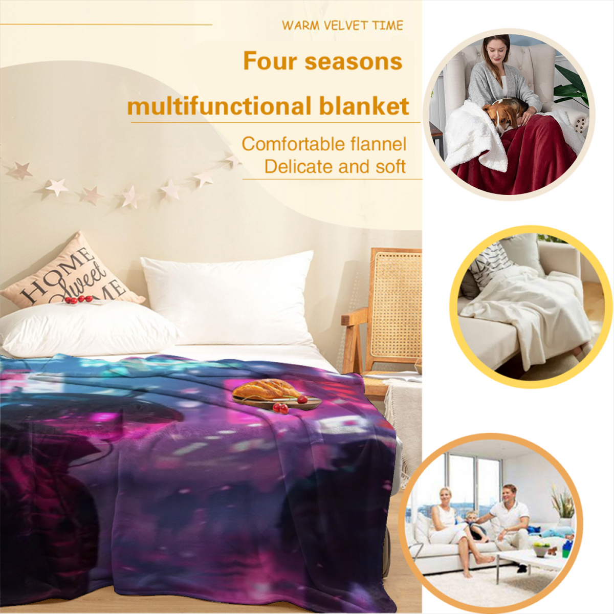 Marigold Ripple Pastel Multicolor Modern Art Decorative Flannel Blanket