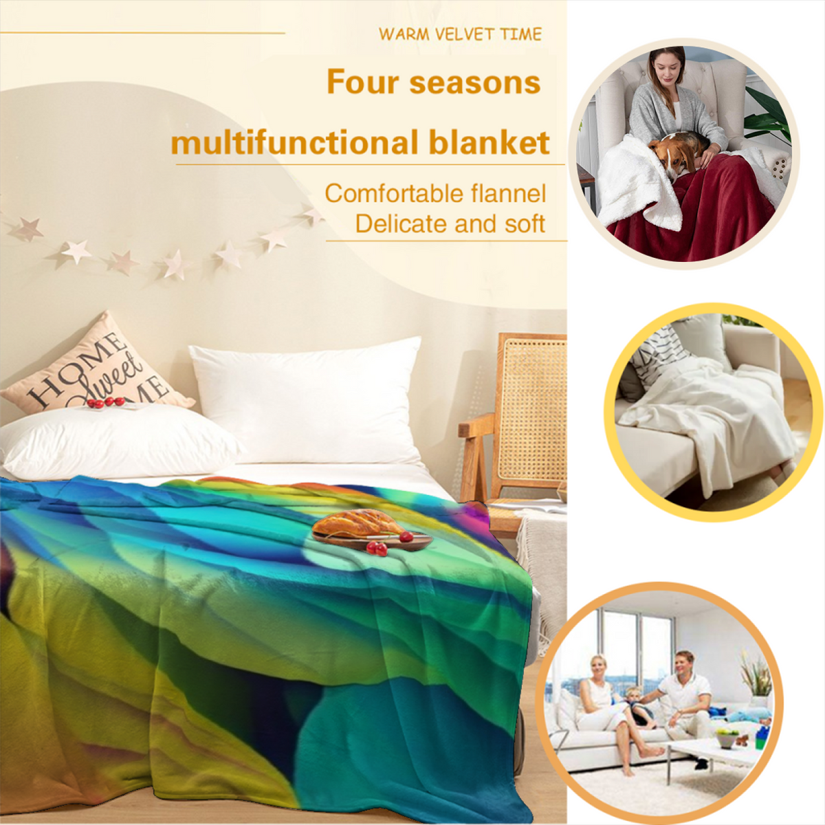 Juniper Petal Eclectic Pattern Cozy Flannel Bed Blanket
