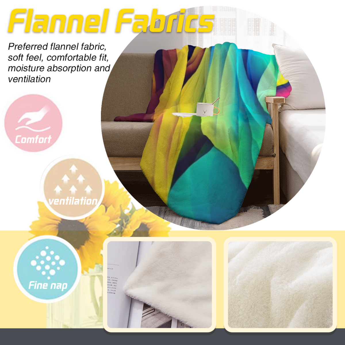 Juniper Petal Eclectic Pattern Cozy Flannel Bed Blanket