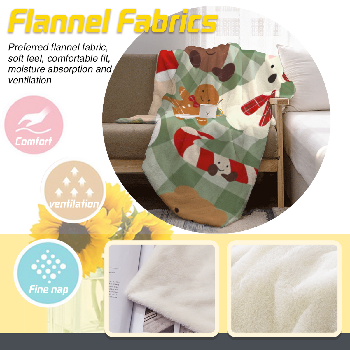 Dewdrop Grove Expressive Print Flannel Sofa Throw in Pastel Multicolor