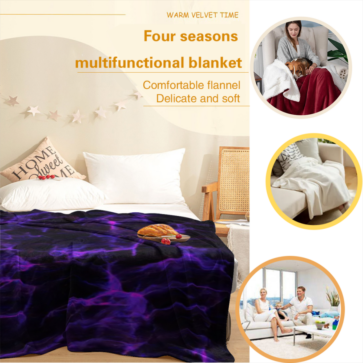 Prairie Petal Inspired Cozy Flannel Bed Blanket ¨C Earthy Neutral Palette
