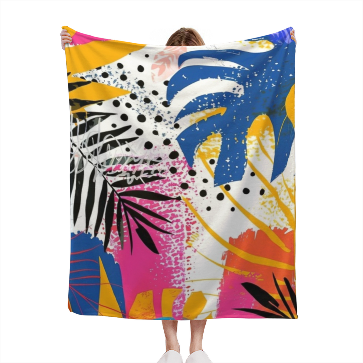 Blush Mosaic Soft Neutral Art All-Season Flannel Blanket