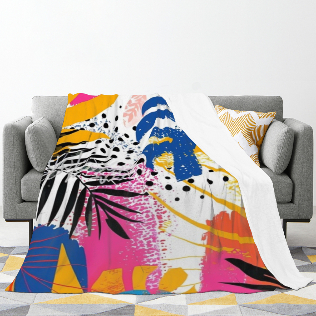 Blush Mosaic Soft Neutral Art All-Season Flannel Blanket