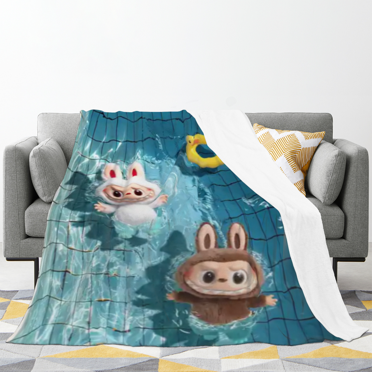 Dewdrop & Rhapsody Playful Graphic All-Season Flannel Blanket