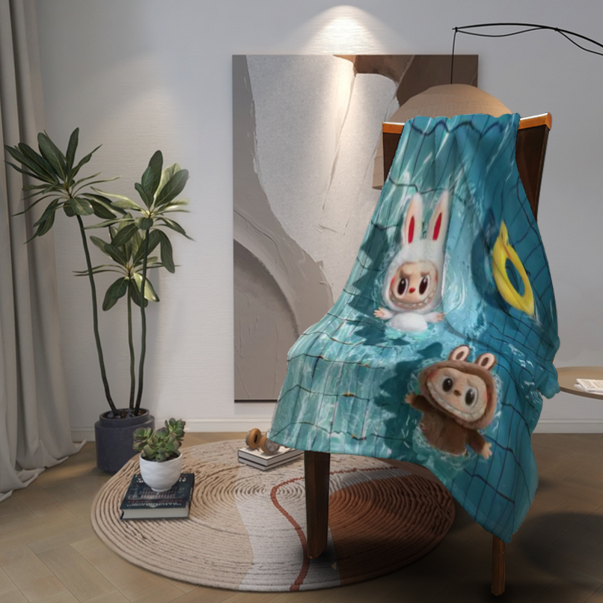Dewdrop & Rhapsody Playful Graphic All-Season Flannel Blanket