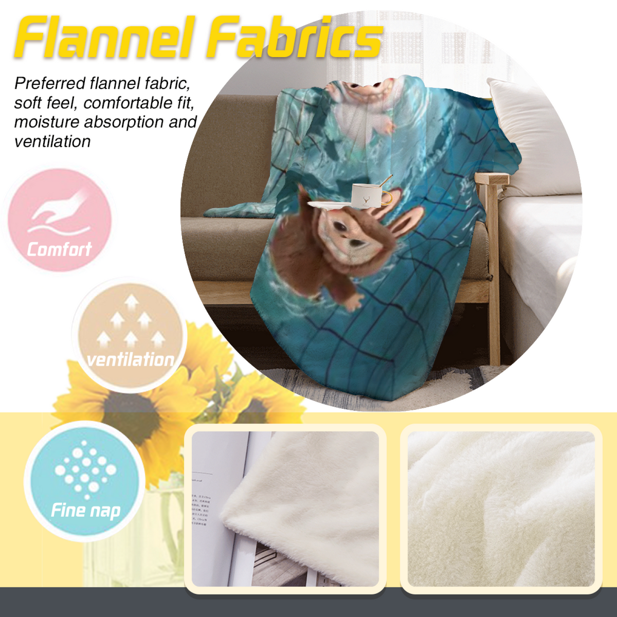 Dewdrop & Rhapsody Playful Graphic All-Season Flannel Blanket