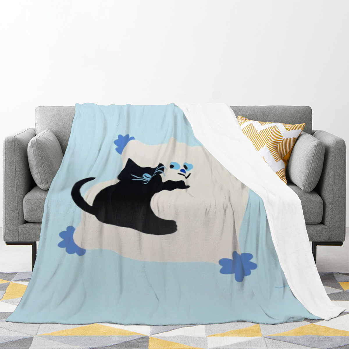 Flannel Throw Blanket with Coastal Sonnet Cozy Cottage Artwork