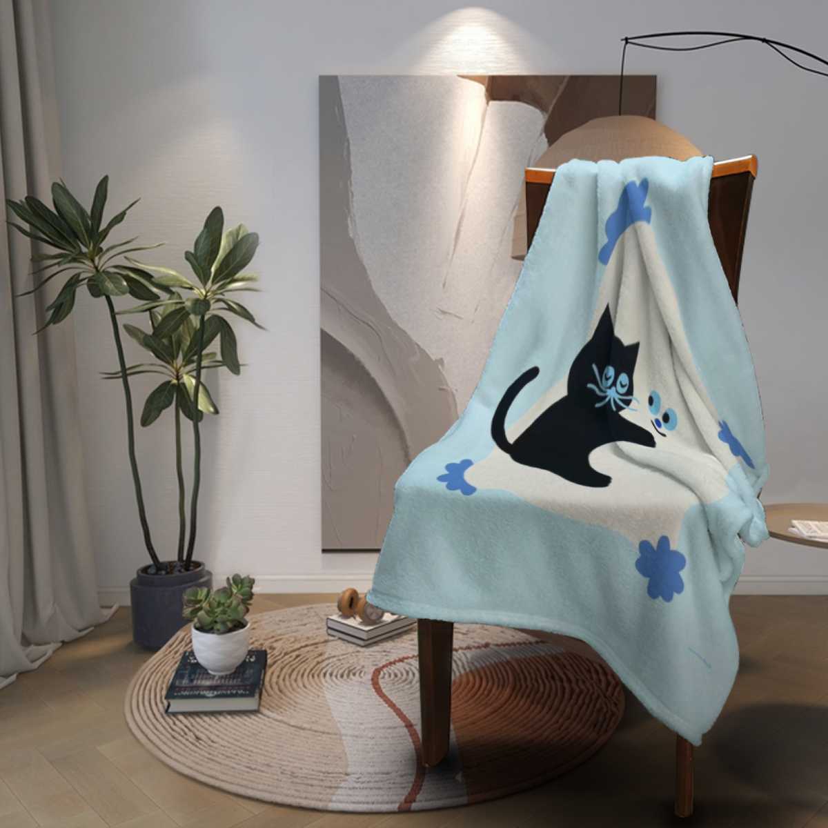 Flannel Throw Blanket with Coastal Sonnet Cozy Cottage Artwork