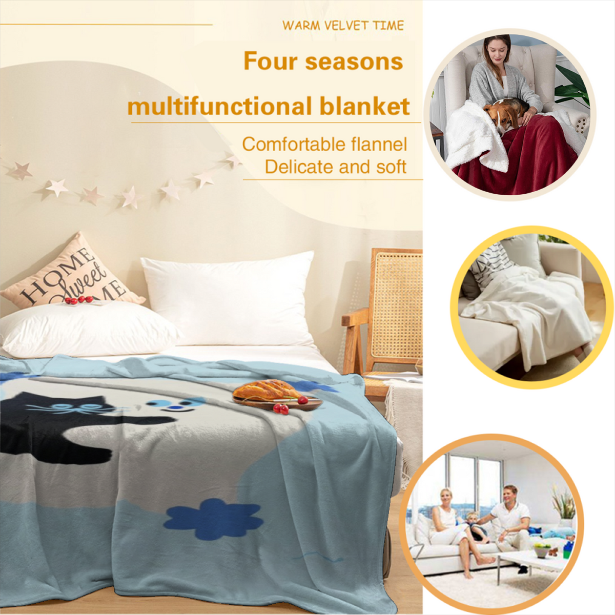 Flannel Throw Blanket with Coastal Sonnet Cozy Cottage Artwork