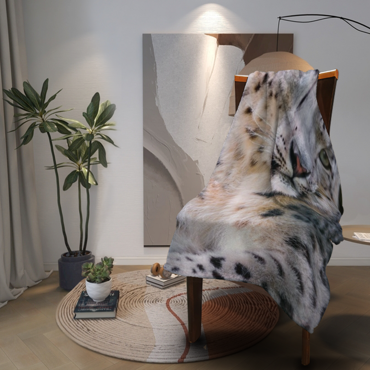 Soft Neutral Golden Trail Flannel Throw Blanket