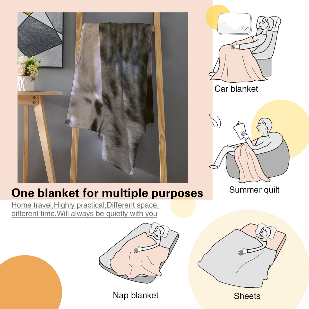 Soft Neutral Golden Trail Flannel Throw Blanket