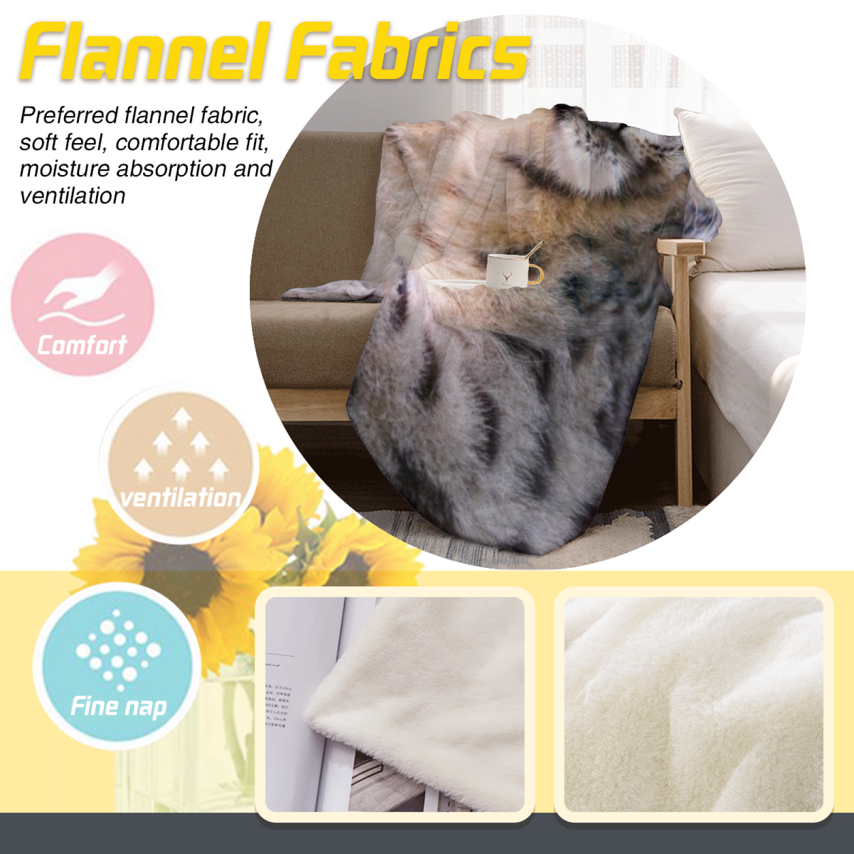 Soft Neutral Golden Trail Flannel Throw Blanket