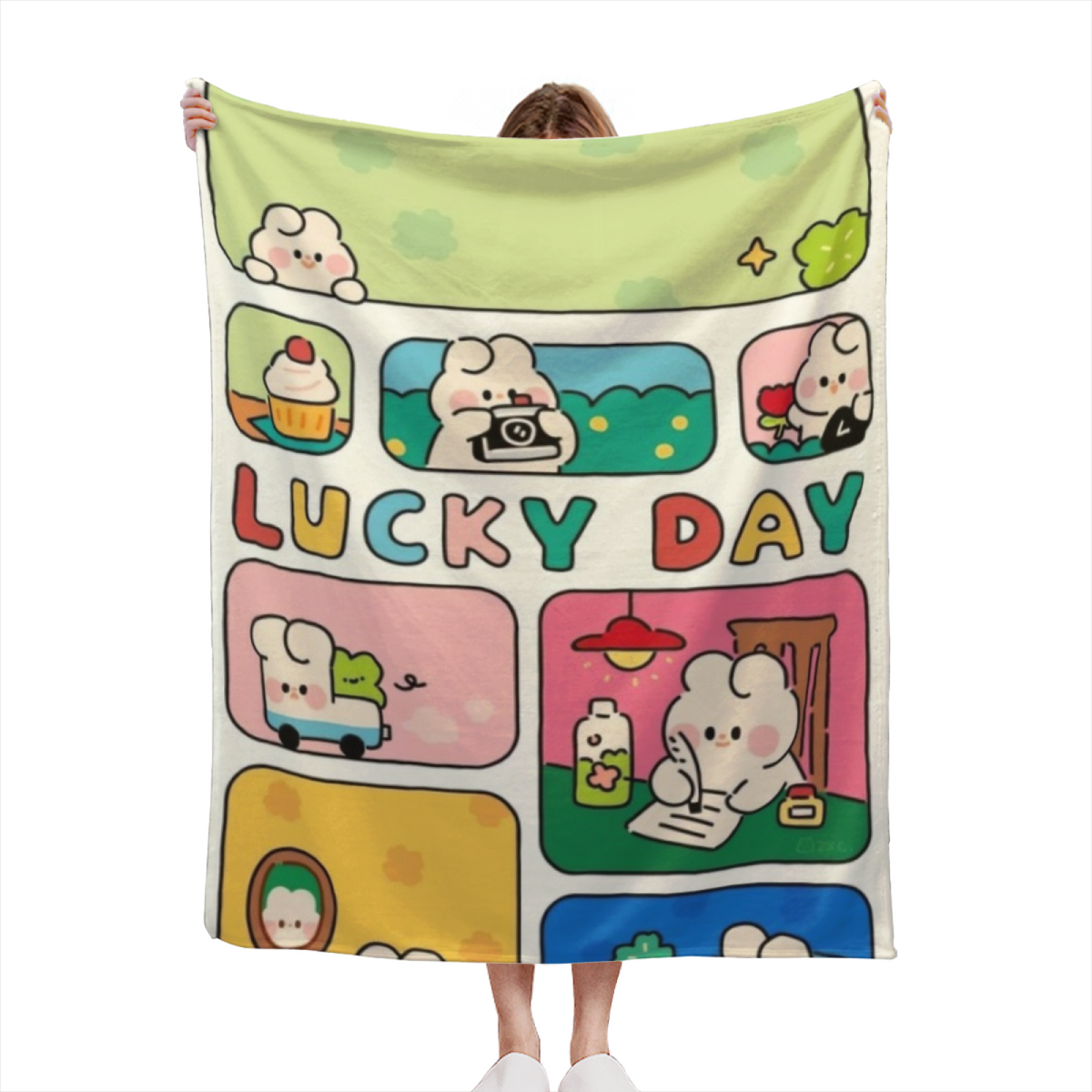Pastel Multicolor Whimsical Decor All-Season Flannel Blanket ¨C Riverstone Atlas Edition