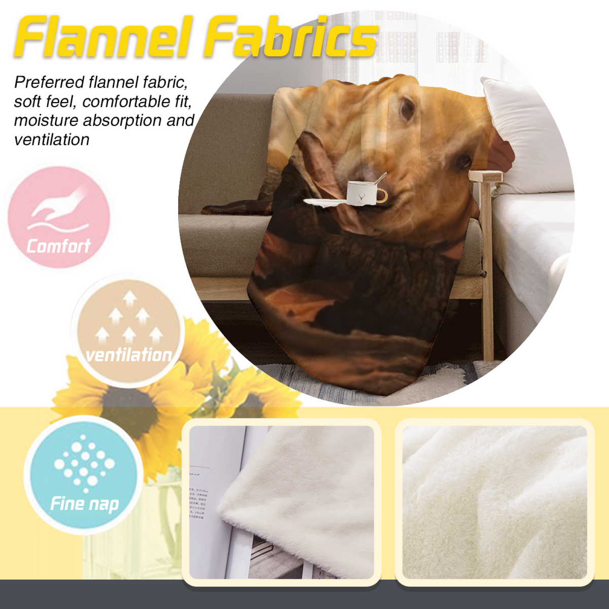 Saffron Serenade Cozy Pattern Decorative Flannel Blanket