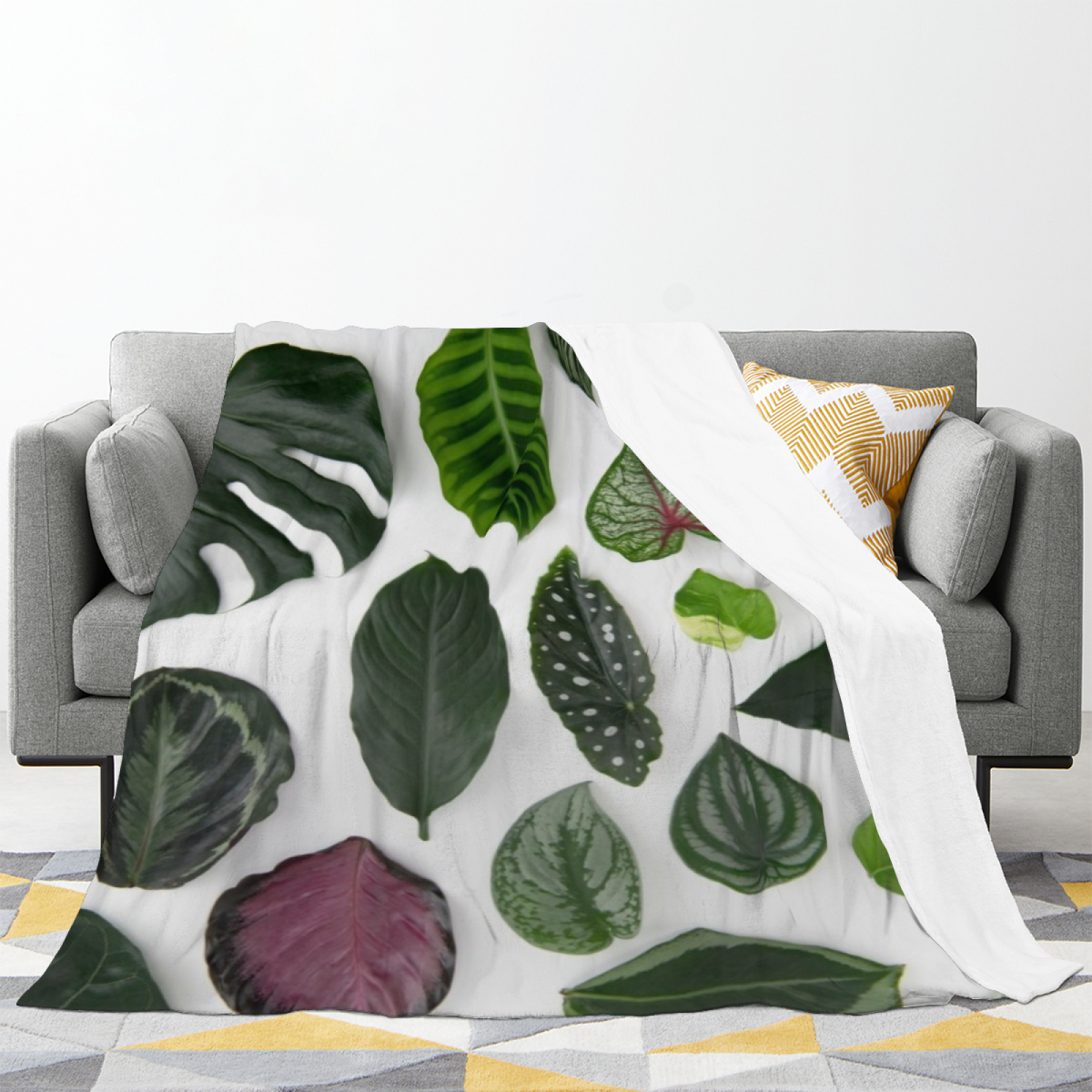 Moonbeam Solstice Expressive Print Flannel Sofa Throw in Soft Neutral