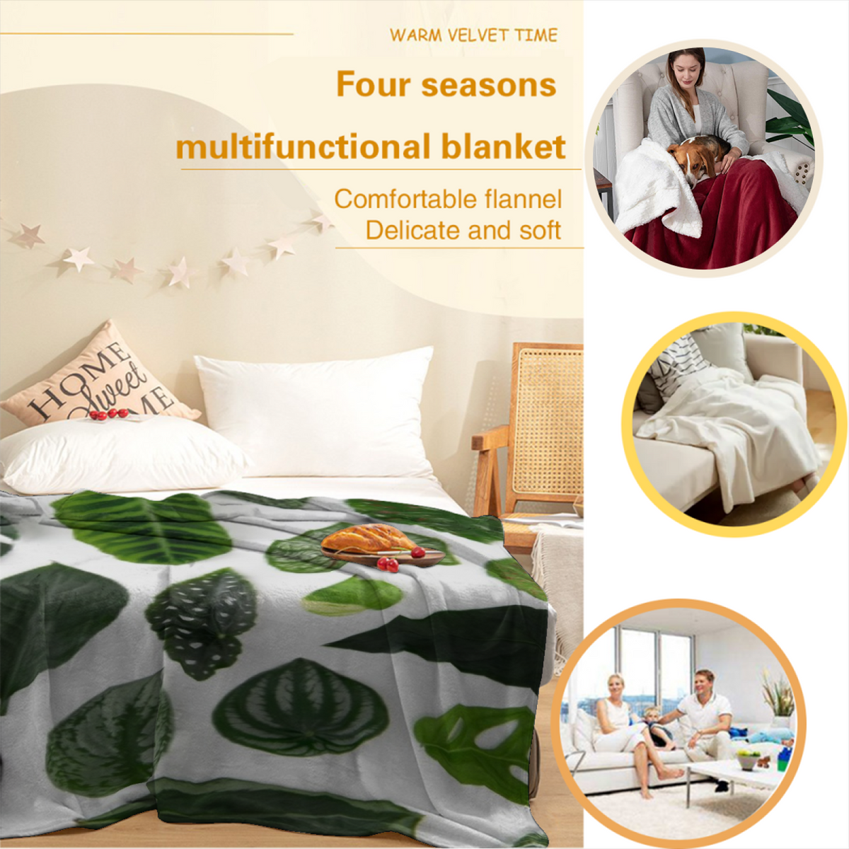 Moonbeam Solstice Expressive Print Flannel Sofa Throw in Soft Neutral