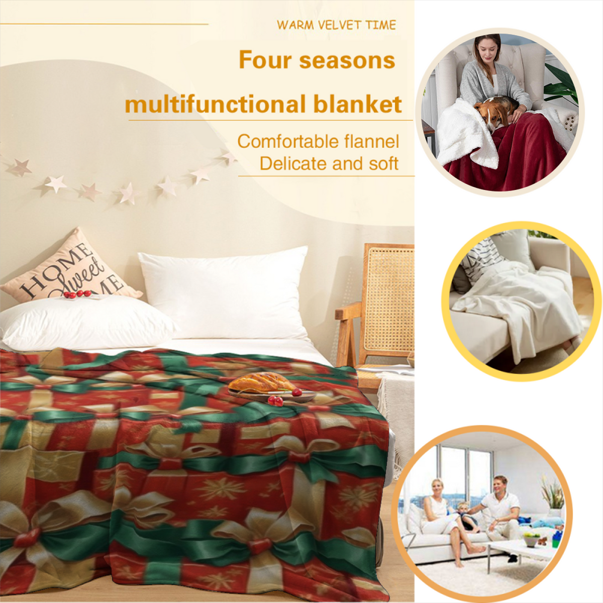 Rich Multicolor Whimsical Decor All-Season Flannel Blanket ¨C Alpine Sonnet Edition