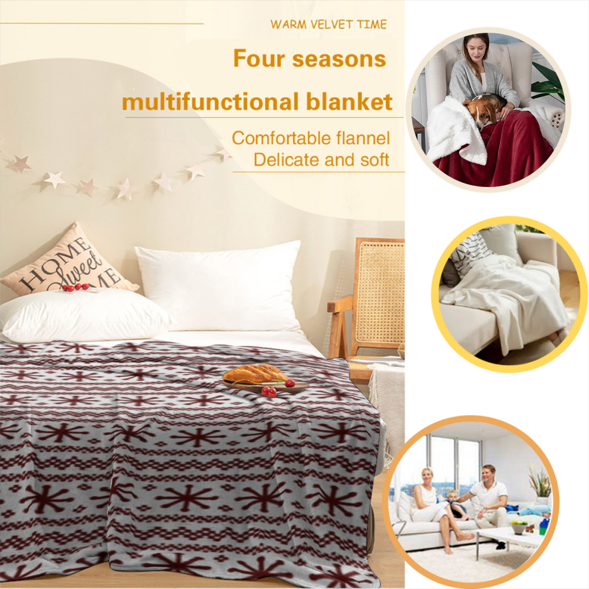 Pebble Kaleidoscope Contemporary Pattern Decorative Flannel Blanket