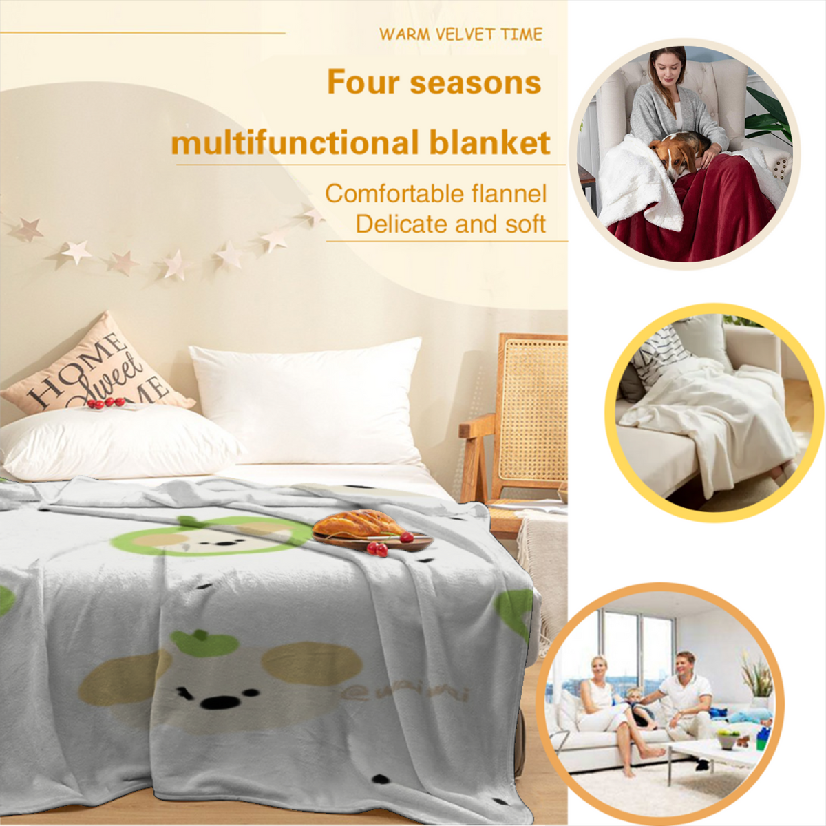 Amber Odyssey Soft Neutral Art Flannel Throw Blanket
