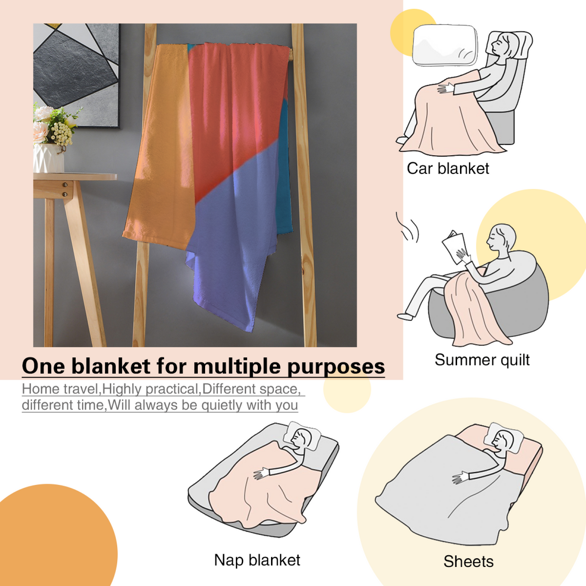 Starlit Treasure Home Accent Soft Flannel Blanket ¨C Warm Coral