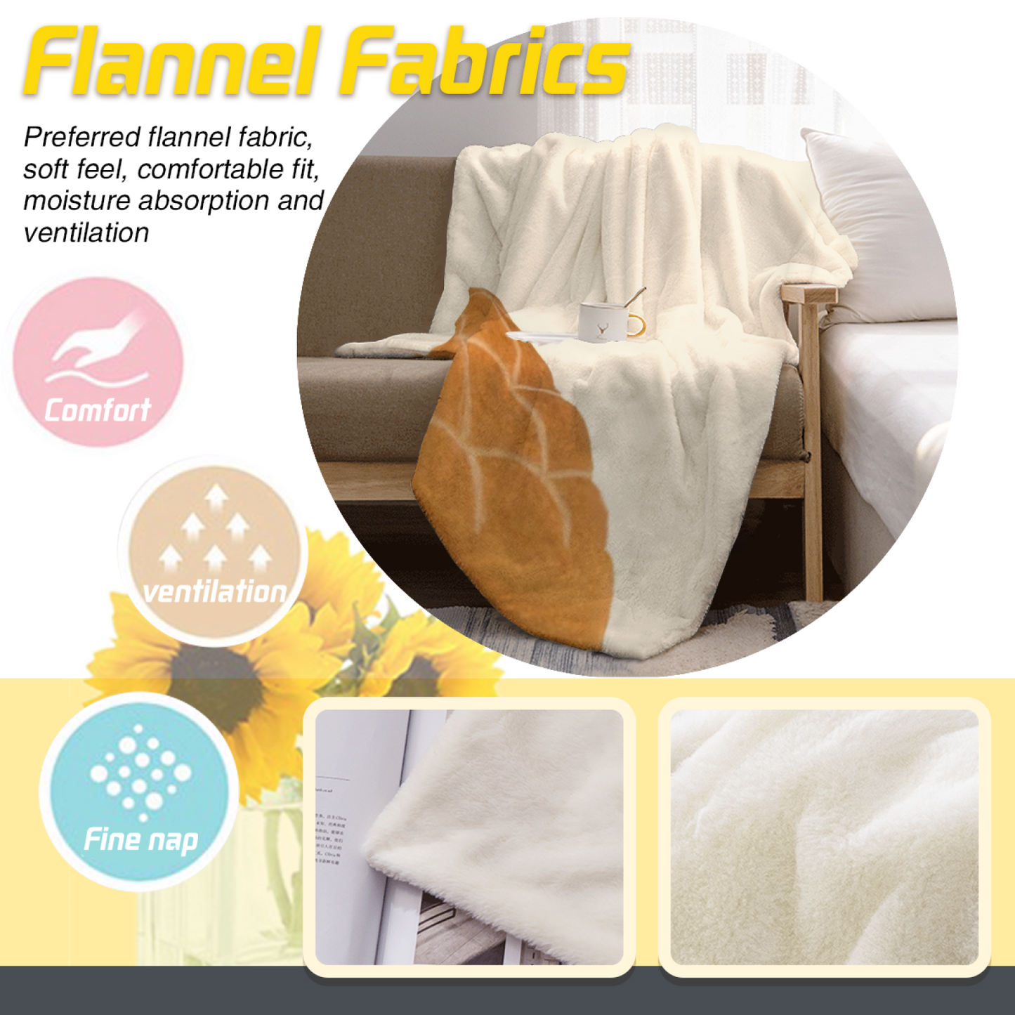Cute Toast Flannel Throw Blanket ¨C Warm Breakfast Food Illustration