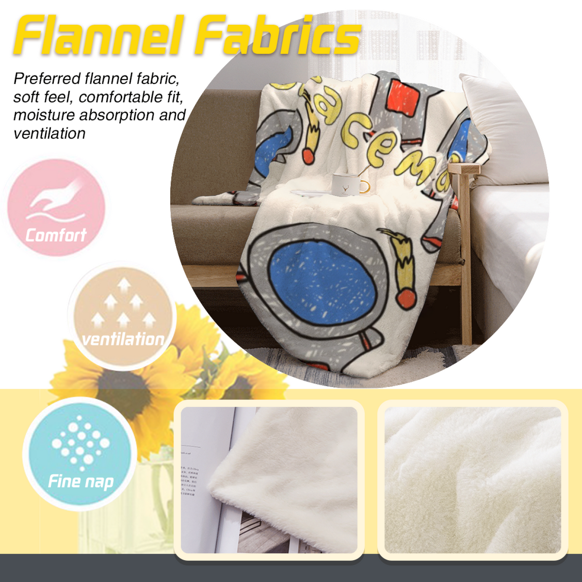 Zephyr Cascade Eclectic Pattern Flannel Throw Blanket