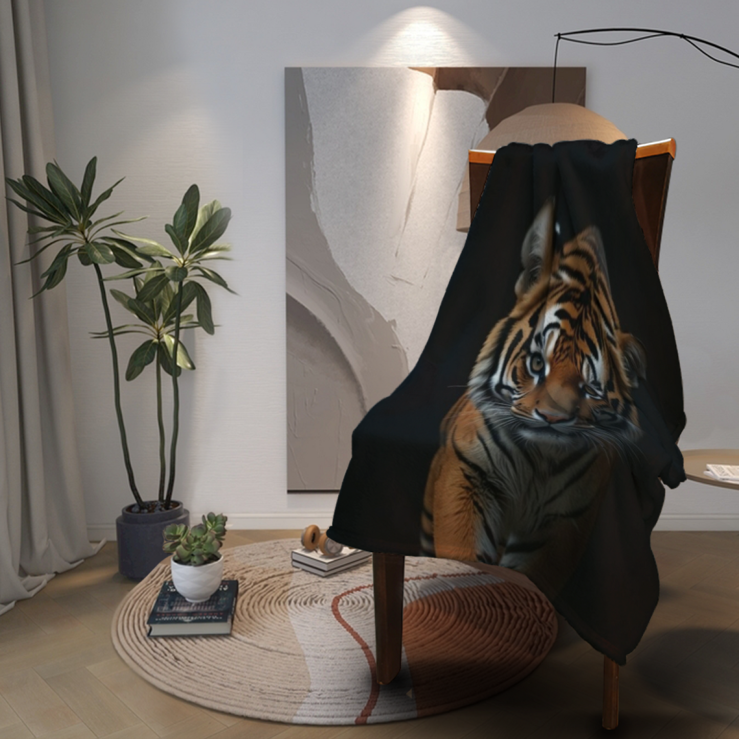 Black Tiger Flannel Throw Blanket ¨C Dramatic Wildlife Portrait