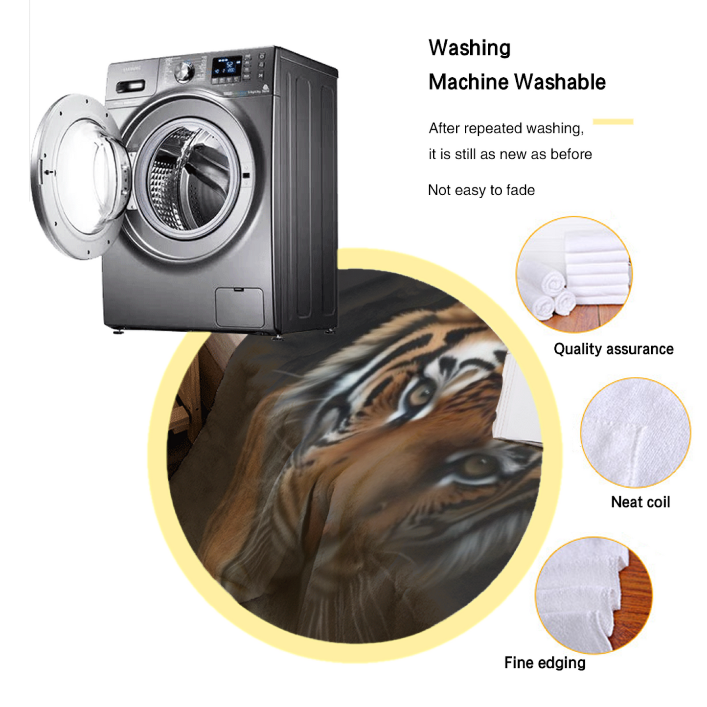 Black Tiger Flannel Throw Blanket ¨C Dramatic Wildlife Portrait
